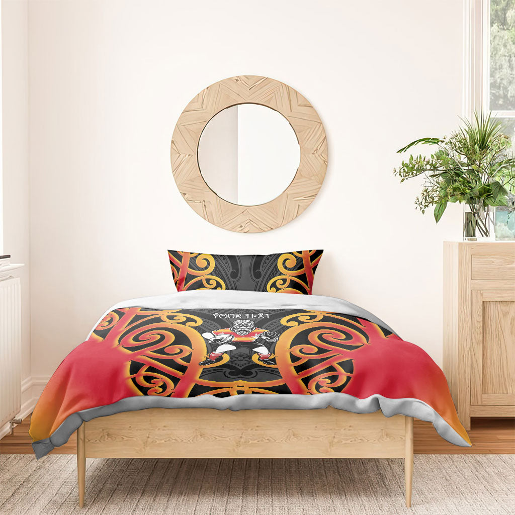Waikato Custom Rugby New Zealand Bedding Set Aotearoa Maori Pukana Tiki Mascot