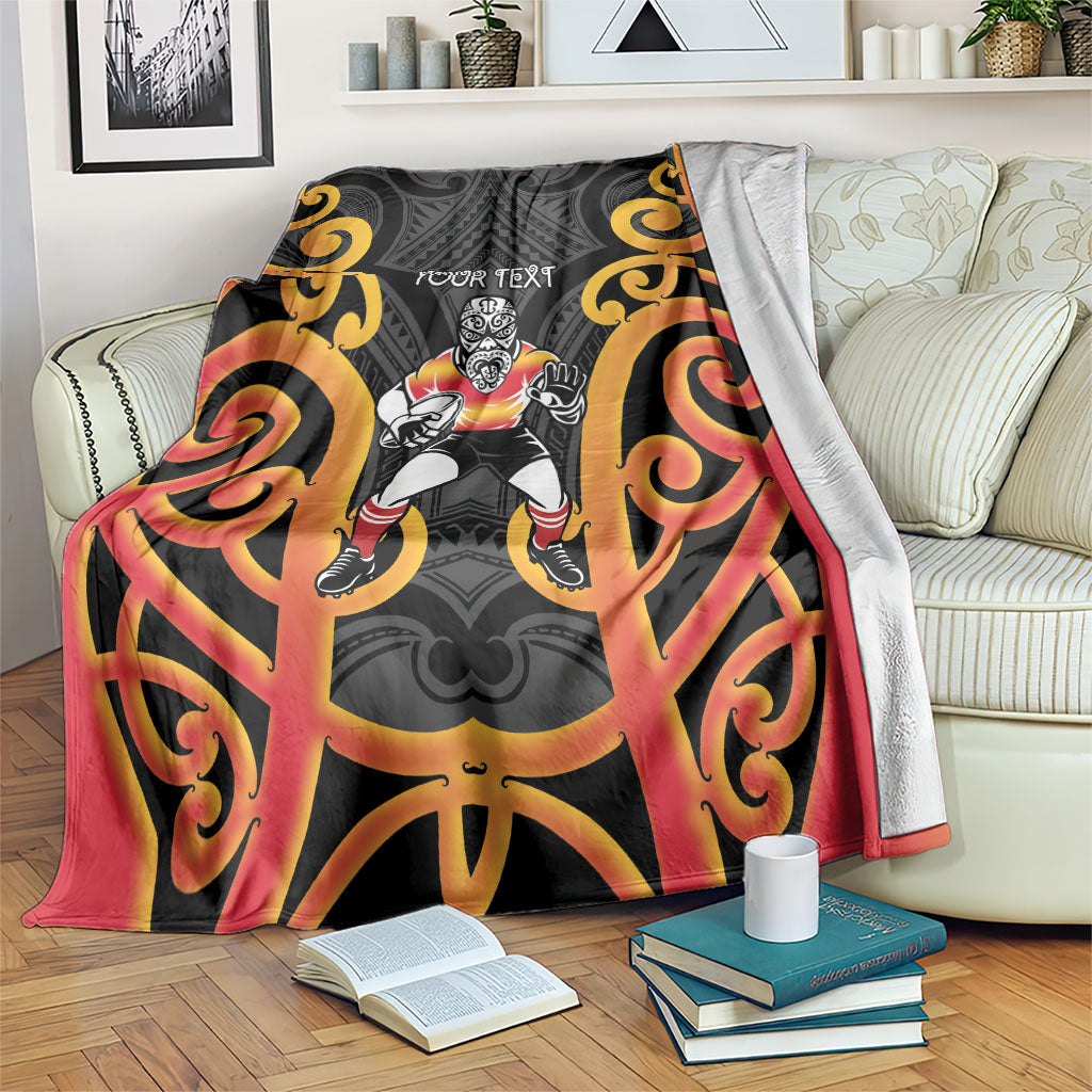 Waikato Custom Rugby New Zealand Blanket Aotearoa Maori Pukana Tiki Mascot