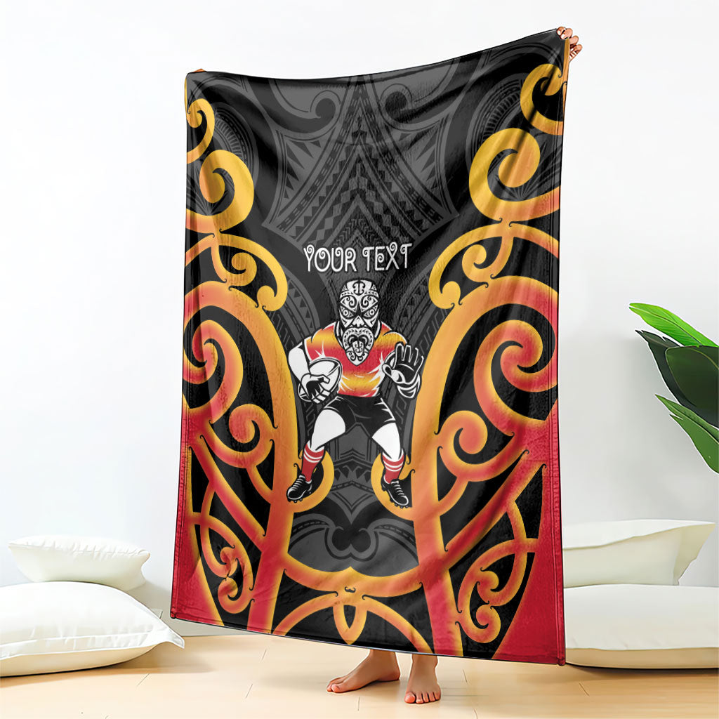 Waikato Custom Rugby New Zealand Blanket Aotearoa Maori Pukana Tiki Mascot