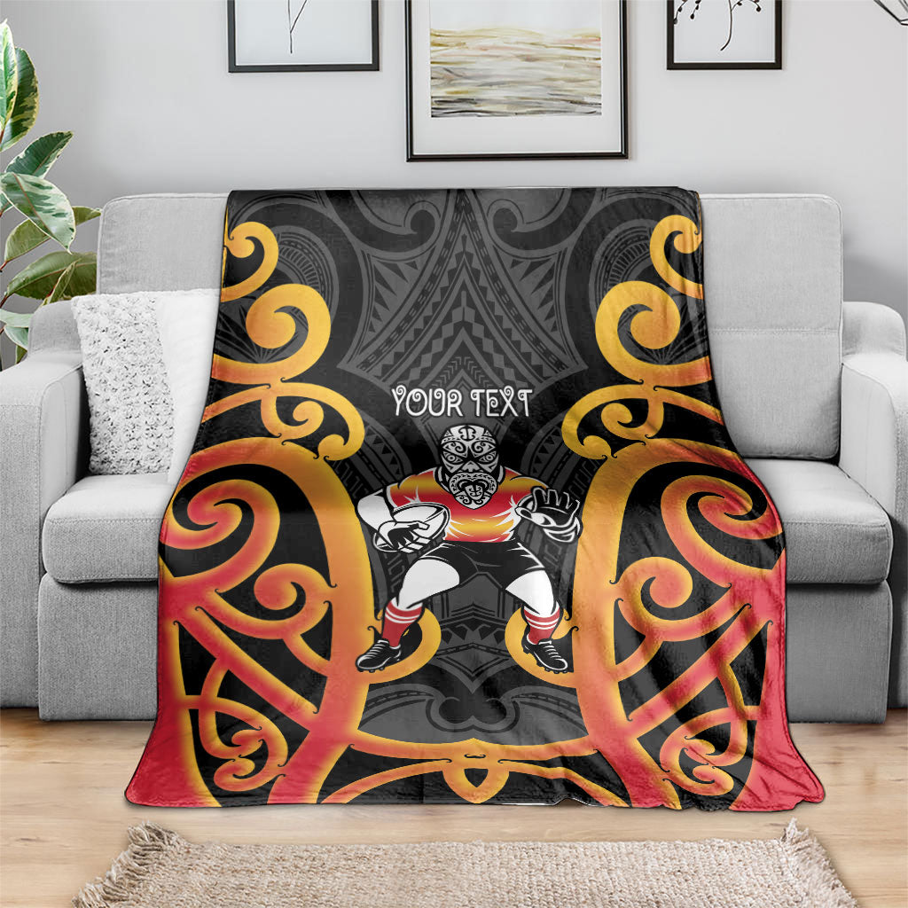 Waikato Custom Rugby New Zealand Blanket Aotearoa Maori Pukana Tiki Mascot
