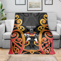 Waikato Custom Rugby New Zealand Blanket Aotearoa Maori Pukana Tiki Mascot