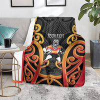 Waikato Custom Rugby New Zealand Blanket Aotearoa Maori Pukana Tiki Mascot