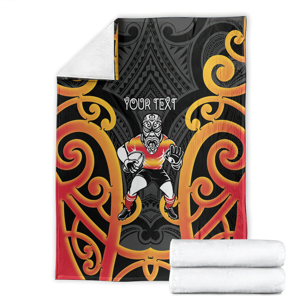 Waikato Custom Rugby New Zealand Blanket Aotearoa Maori Pukana Tiki Mascot