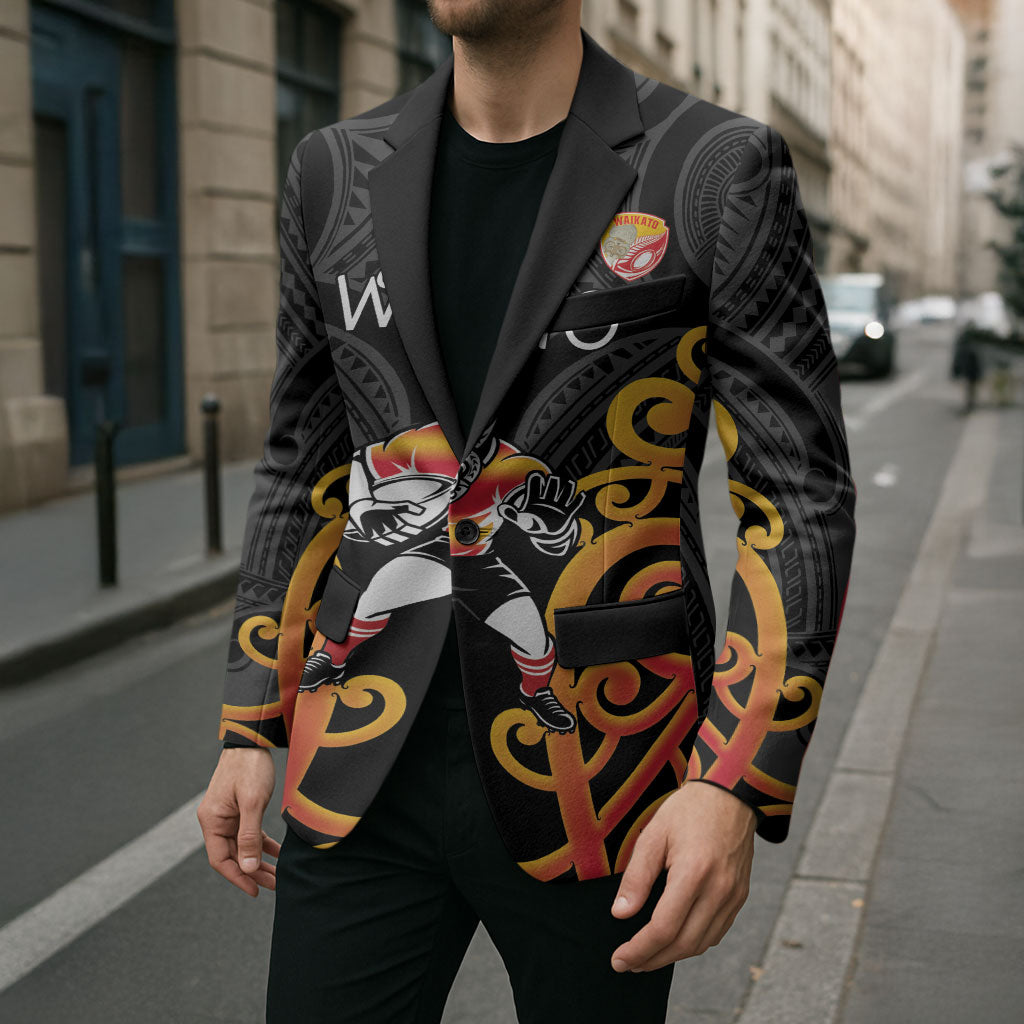 Waikato Custom Rugby New Zealand Blazer Aotearoa Maori Pukana Tiki Mascot