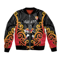 Waikato Custom Rugby New Zealand Bomber Jacket Aotearoa Maori Pukana Tiki Mascot
