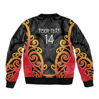 Waikato Custom Rugby New Zealand Bomber Jacket Aotearoa Maori Pukana Tiki Mascot