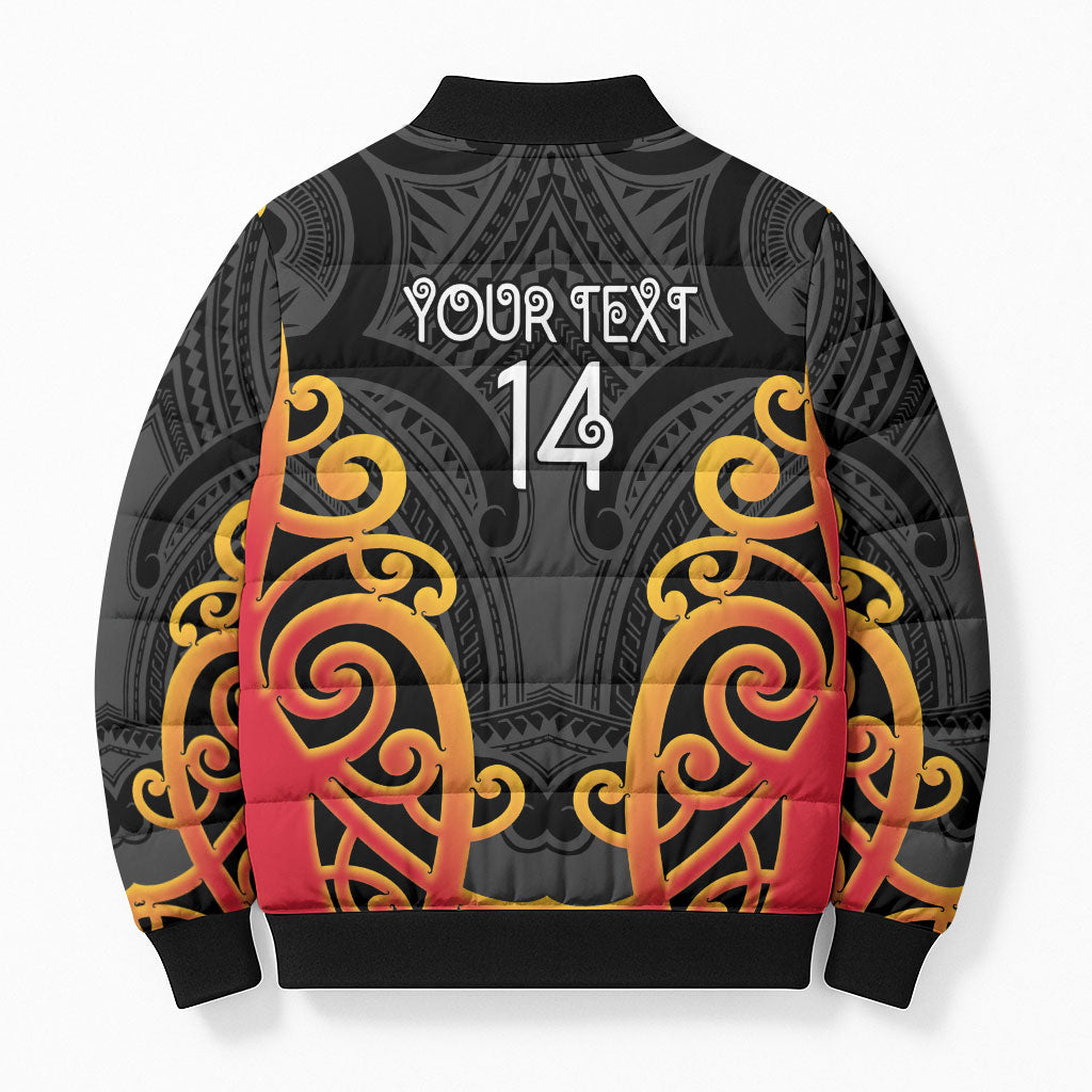 Waikato Custom Rugby New Zealand Bomber Puffer Jacket Aotearoa Maori Pukana Tiki Mascot
