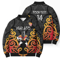 Waikato Custom Rugby New Zealand Bomber Puffer Jacket Aotearoa Maori Pukana Tiki Mascot
