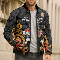 Waikato Custom Rugby New Zealand Bomber Puffer Jacket Aotearoa Maori Pukana Tiki Mascot