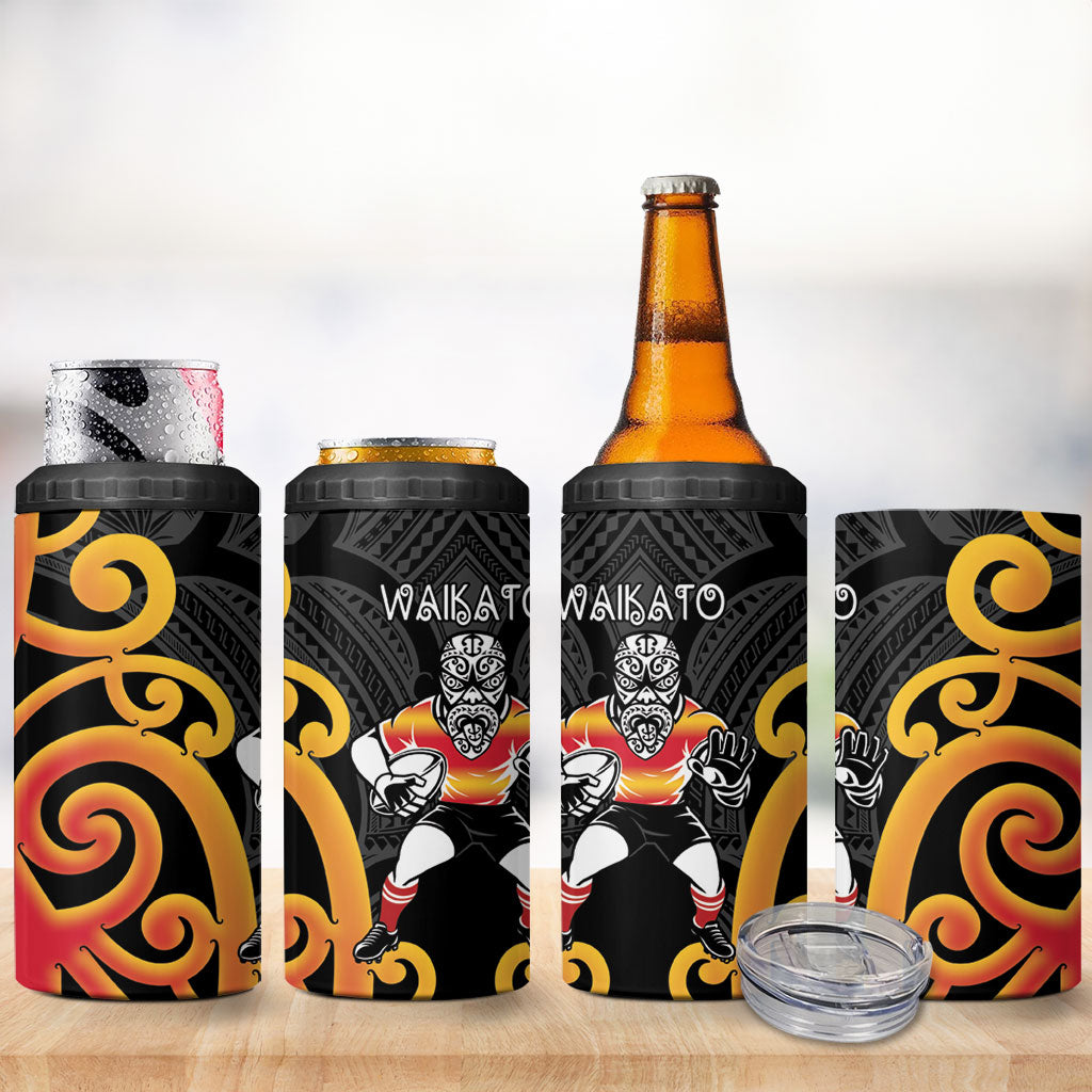 Waikato Rugby New Zealand 4 in 1 Can Cooler Tumbler Aotearoa Maori Pukana Tiki Mascot