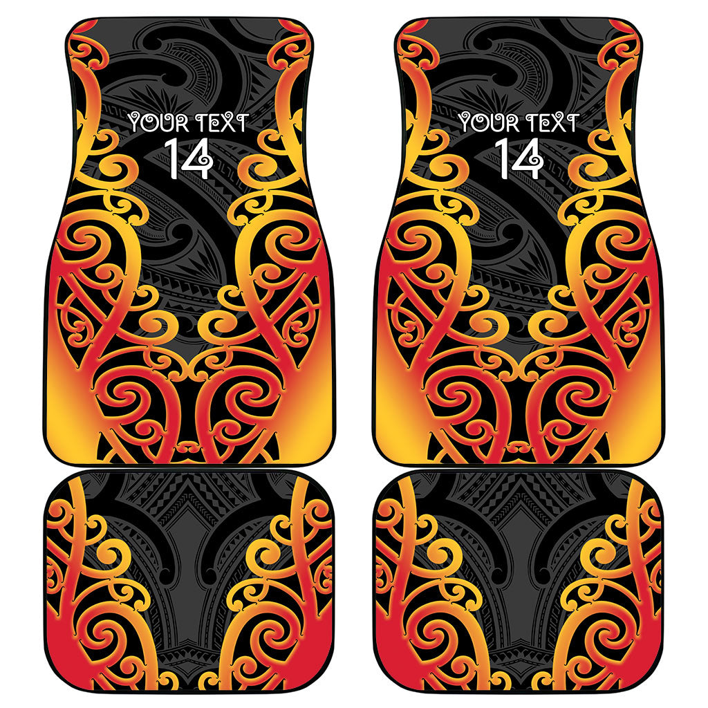 Waikato Custom Rugby New Zealand Car Mats Aotearoa Maori Pukana Tiki Mascot