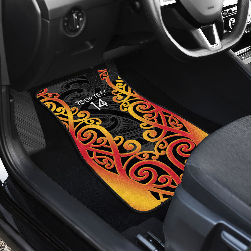 Waikato Custom Rugby New Zealand Car Mats Aotearoa Maori Pukana Tiki Mascot