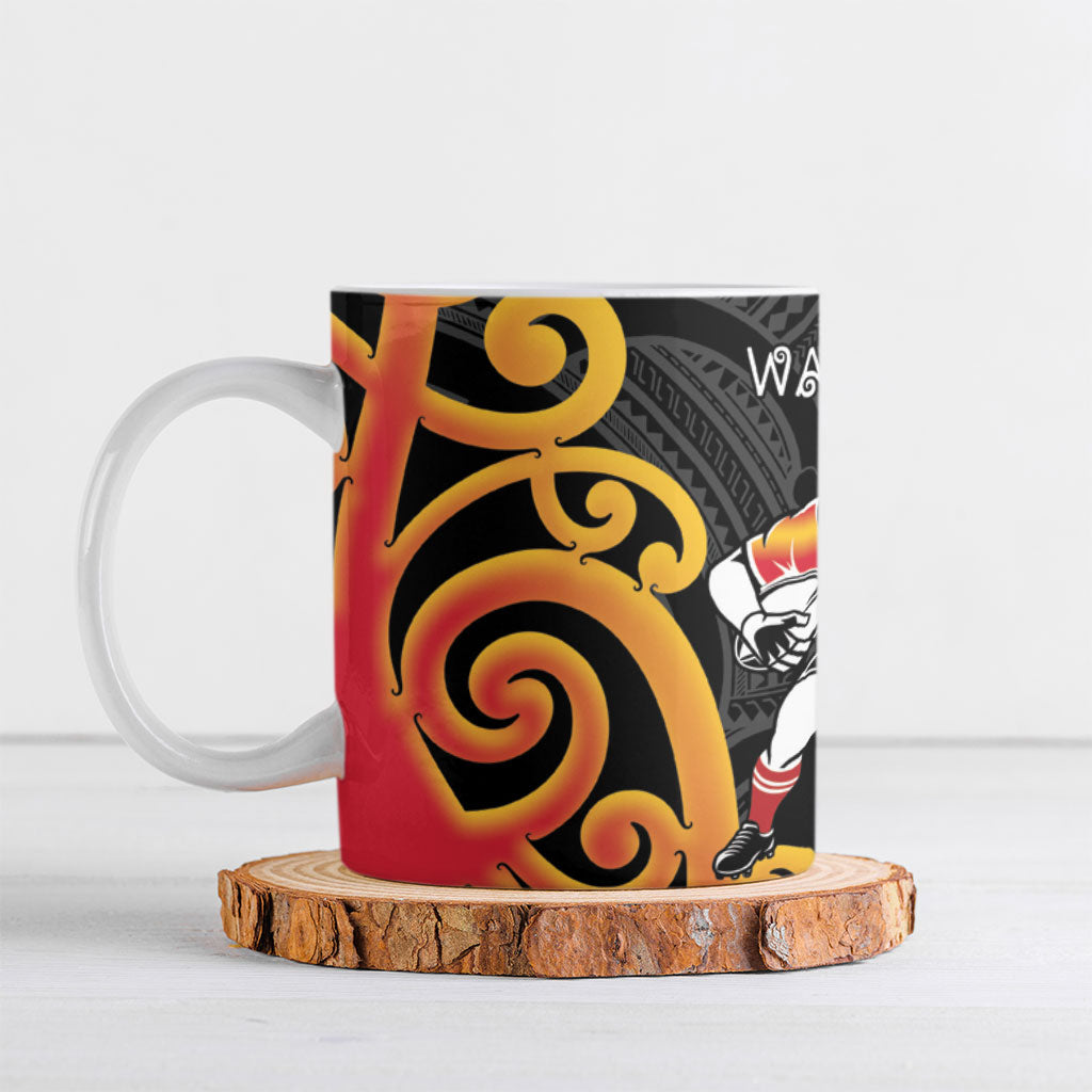 Waikato Rugby New Zealand Ceramic Mug Aotearoa Maori Pukana Tiki Mascot