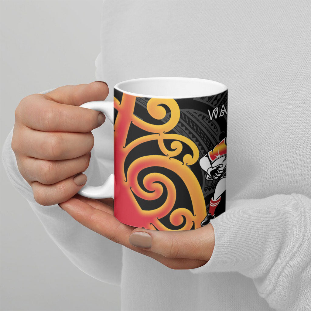 Waikato Rugby New Zealand Ceramic Mug Aotearoa Maori Pukana Tiki Mascot