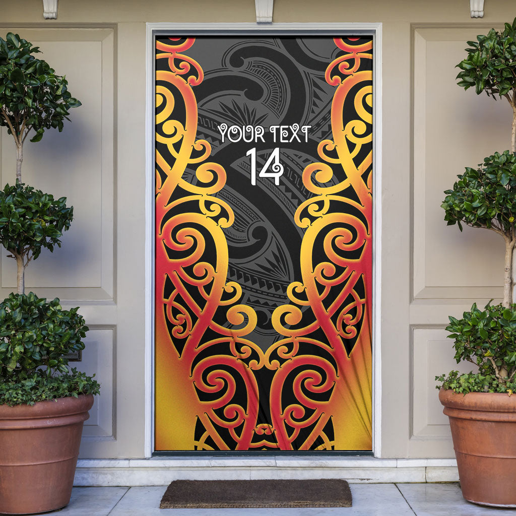 Waikato Custom Rugby New Zealand Door Cover Aotearoa Maori Pukana Tiki Mascot