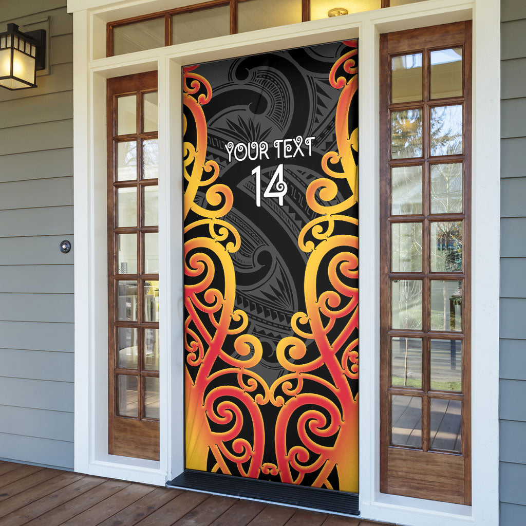 Waikato Custom Rugby New Zealand Door Cover Aotearoa Maori Pukana Tiki Mascot
