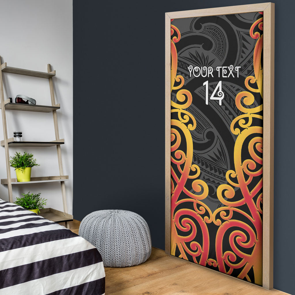 Waikato Custom Rugby New Zealand Door Cover Aotearoa Maori Pukana Tiki Mascot