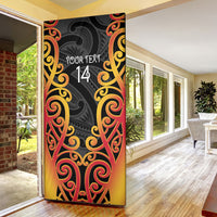 Waikato Custom Rugby New Zealand Door Cover Aotearoa Maori Pukana Tiki Mascot