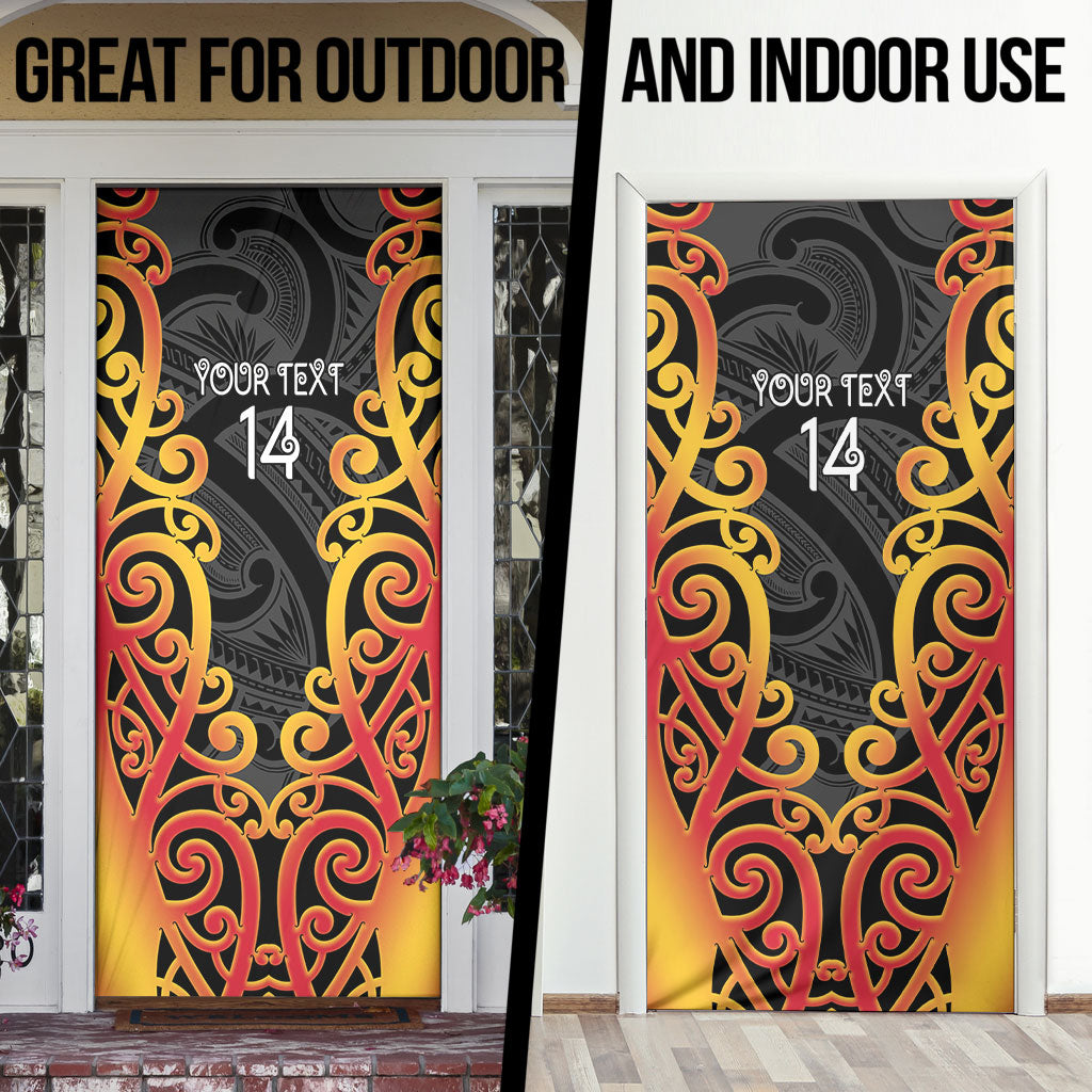 Waikato Custom Rugby New Zealand Door Cover Aotearoa Maori Pukana Tiki Mascot