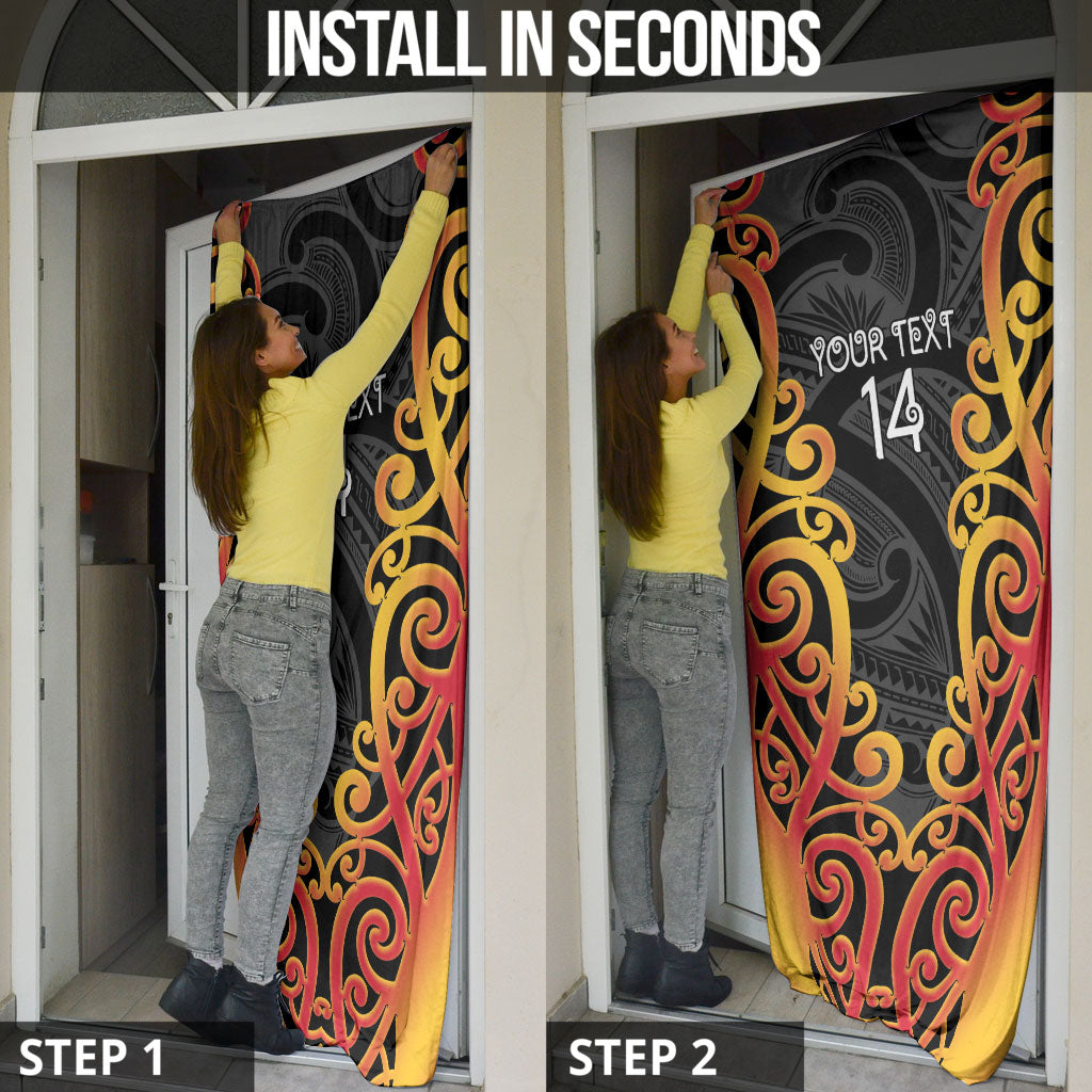Waikato Custom Rugby New Zealand Door Cover Aotearoa Maori Pukana Tiki Mascot