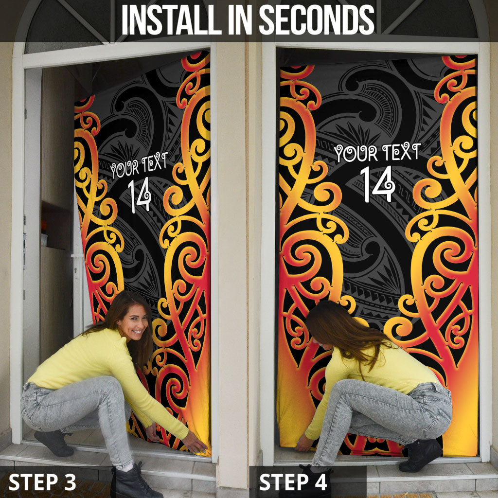 Waikato Custom Rugby New Zealand Door Cover Aotearoa Maori Pukana Tiki Mascot