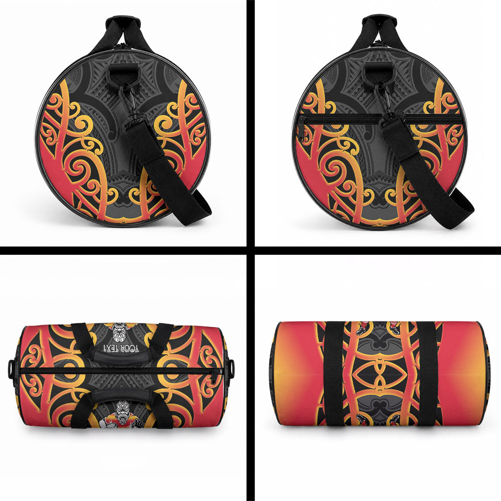 Waikato Custom Rugby New Zealand Duffle Bag Aotearoa Maori Pukana Tiki Mascot