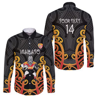 Waikato Custom Rugby New Zealand Family Matching Puletasi and Hawaiian Shirt Aotearoa Maori Pukana Tiki Mascot