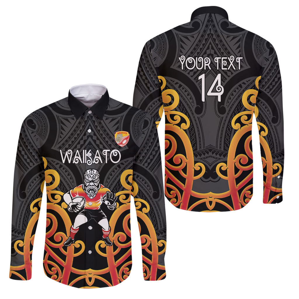 Waikato Custom Rugby New Zealand Family Matching Short Sleeve Bodycon Dress and Hawaiian Shirt Aotearoa Maori Pukana Tiki Mascot