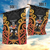 Waikato Custom Rugby New Zealand Garden Flag Aotearoa Maori Pukana Tiki Mascot