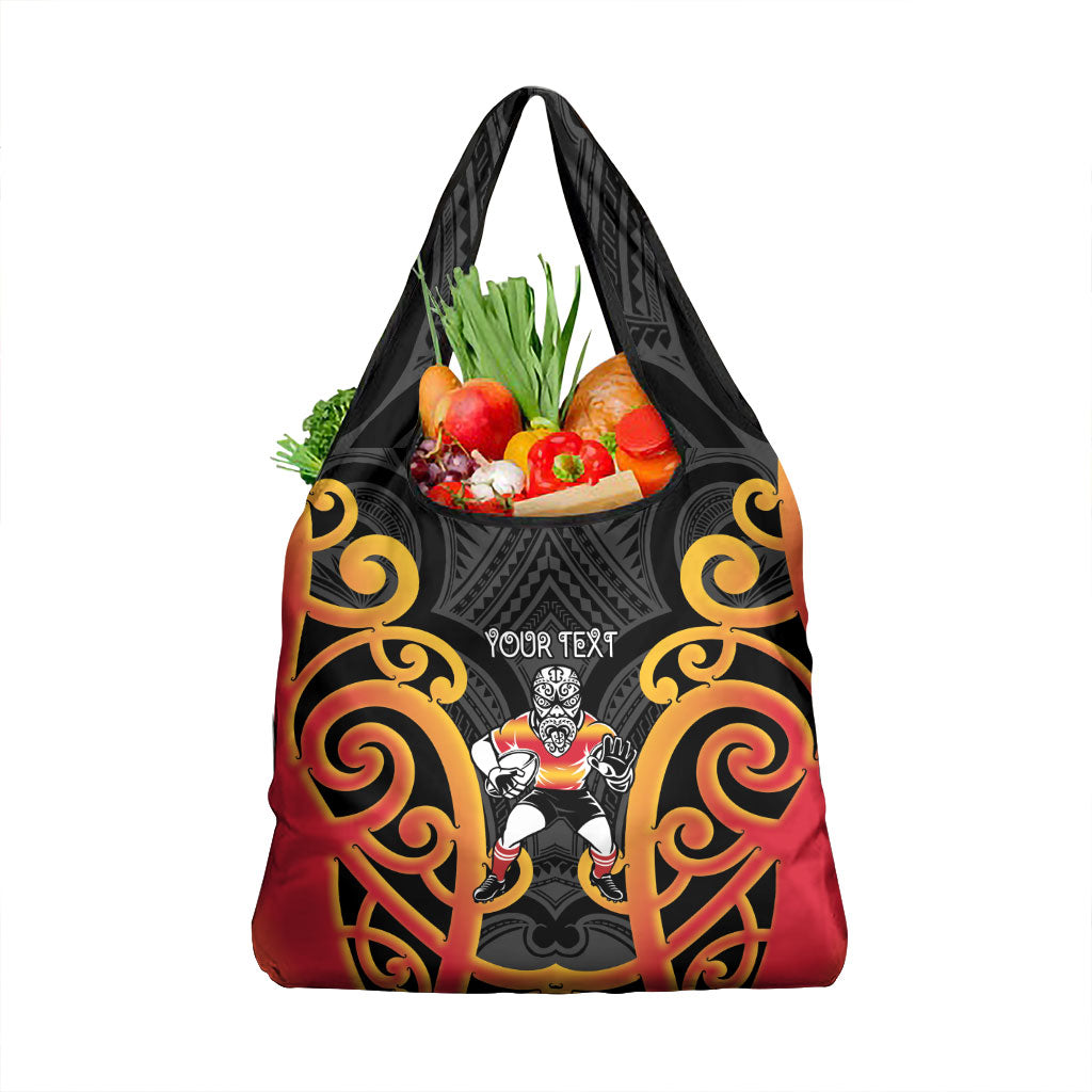 Waikato Custom Rugby New Zealand Grocery Bag Aotearoa Maori Pukana Tiki Mascot