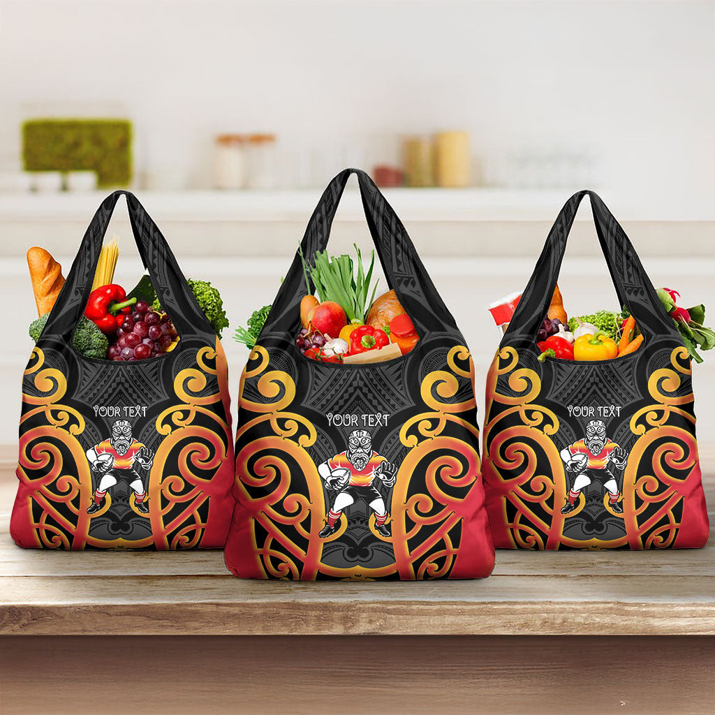 Waikato Custom Rugby New Zealand Grocery Bag Aotearoa Maori Pukana Tiki Mascot