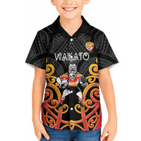Waikato Custom Rugby New Zealand Hawaiian Shirt Aotearoa Maori Pukana Tiki Mascot