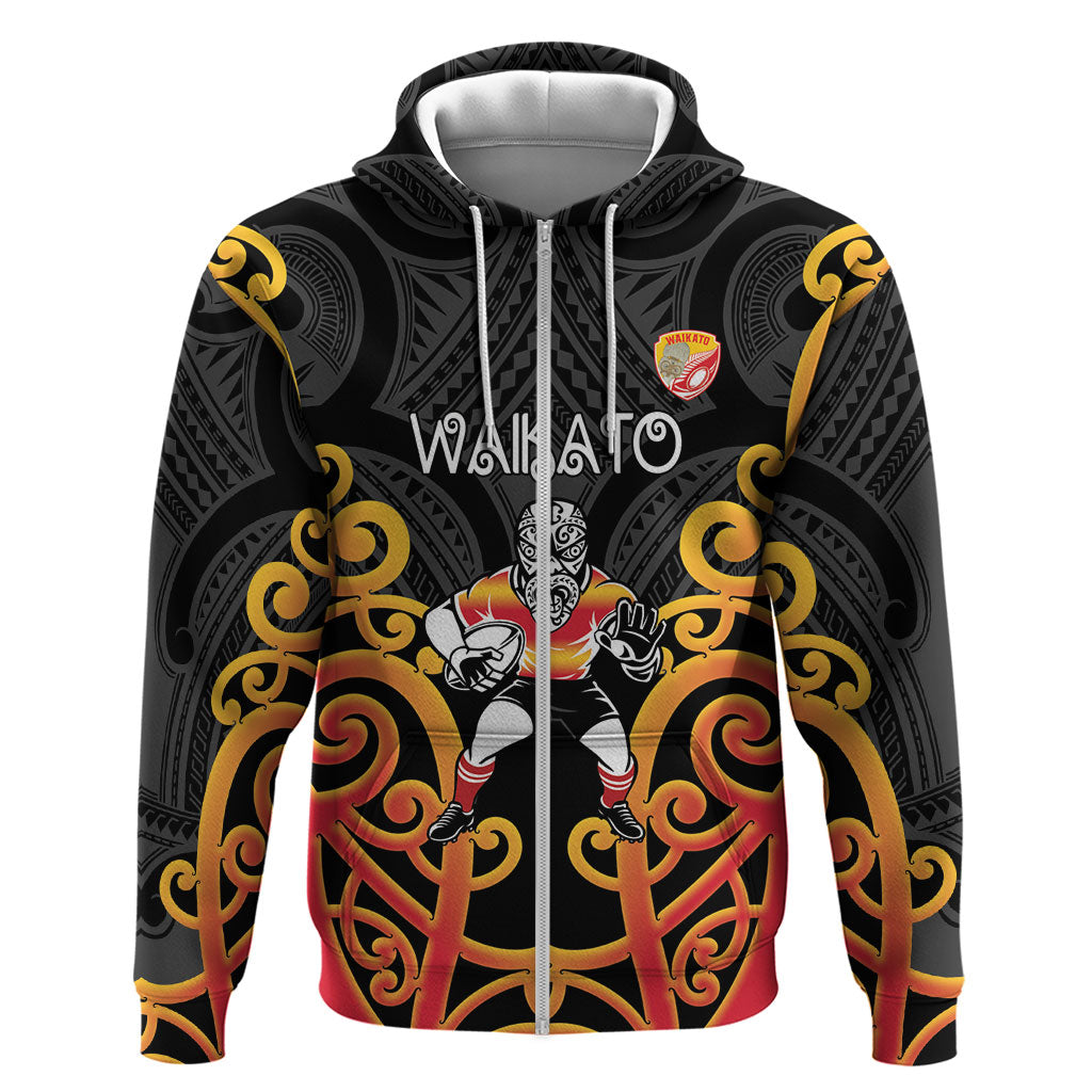 Waikato Custom Rugby New Zealand Hoodie Aotearoa Maori Pukana Tiki Mascot