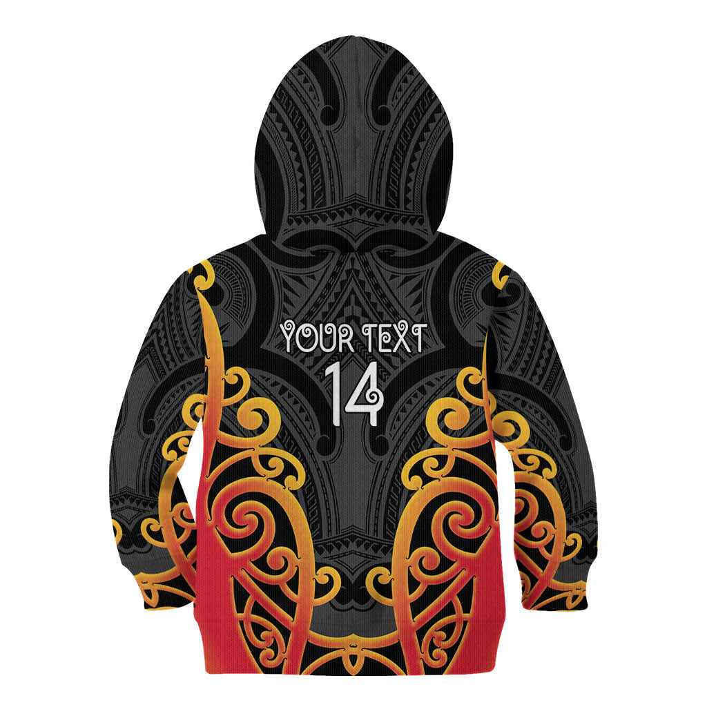Waikato Custom Rugby New Zealand Kid Hoodie Aotearoa Maori Pukana Tiki Mascot