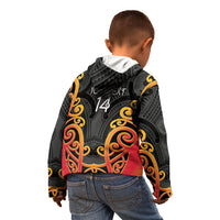 Waikato Custom Rugby New Zealand Kid Hoodie Aotearoa Maori Pukana Tiki Mascot