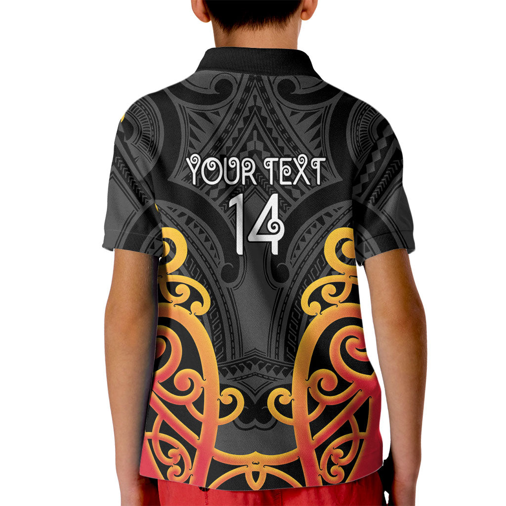 Waikato Custom Rugby New Zealand Kid Polo Shirt Aotearoa Maori Pukana Tiki Mascot