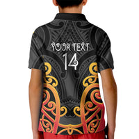 Waikato Custom Rugby New Zealand Kid Polo Shirt Aotearoa Maori Pukana Tiki Mascot