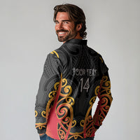 Waikato Custom Rugby New Zealand Long Sleeve Polo Shirt Aotearoa Maori Pukana Tiki Mascot
