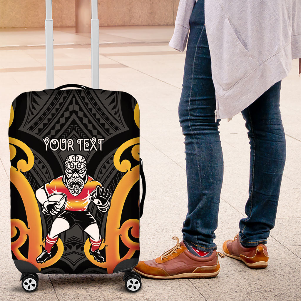 Waikato Custom Rugby New Zealand Luggage Cover Aotearoa Maori Pukana Tiki Mascot