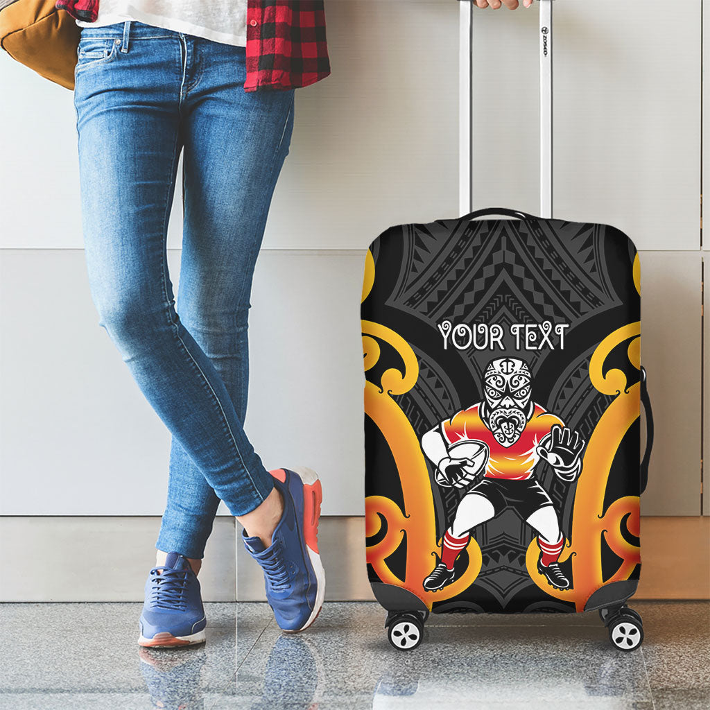 Waikato Custom Rugby New Zealand Luggage Cover Aotearoa Maori Pukana Tiki Mascot
