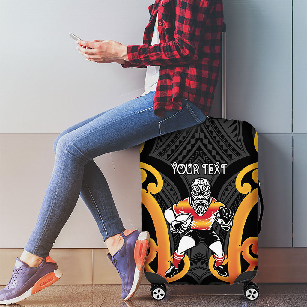 Waikato Custom Rugby New Zealand Luggage Cover Aotearoa Maori Pukana Tiki Mascot