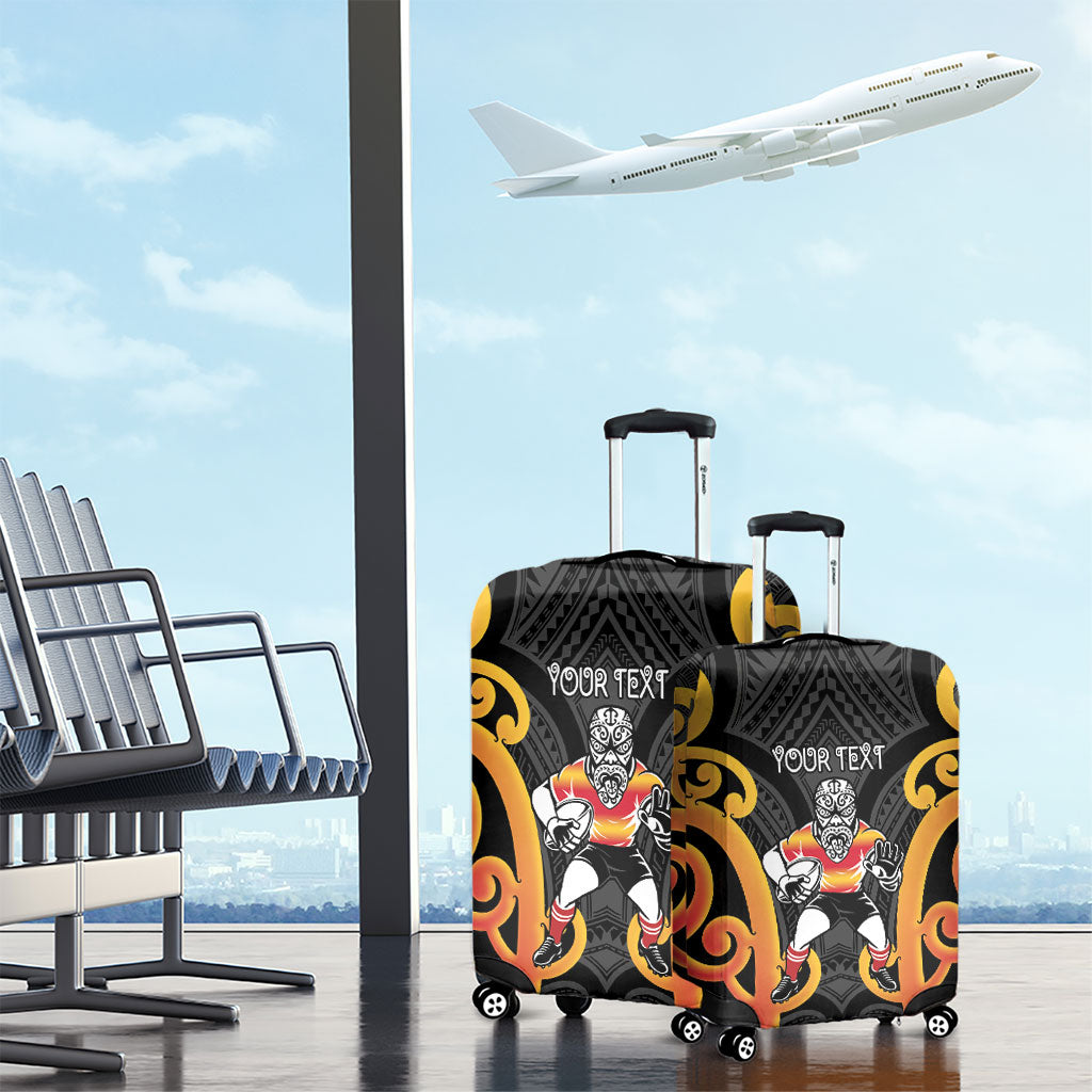 Waikato Custom Rugby New Zealand Luggage Cover Aotearoa Maori Pukana Tiki Mascot