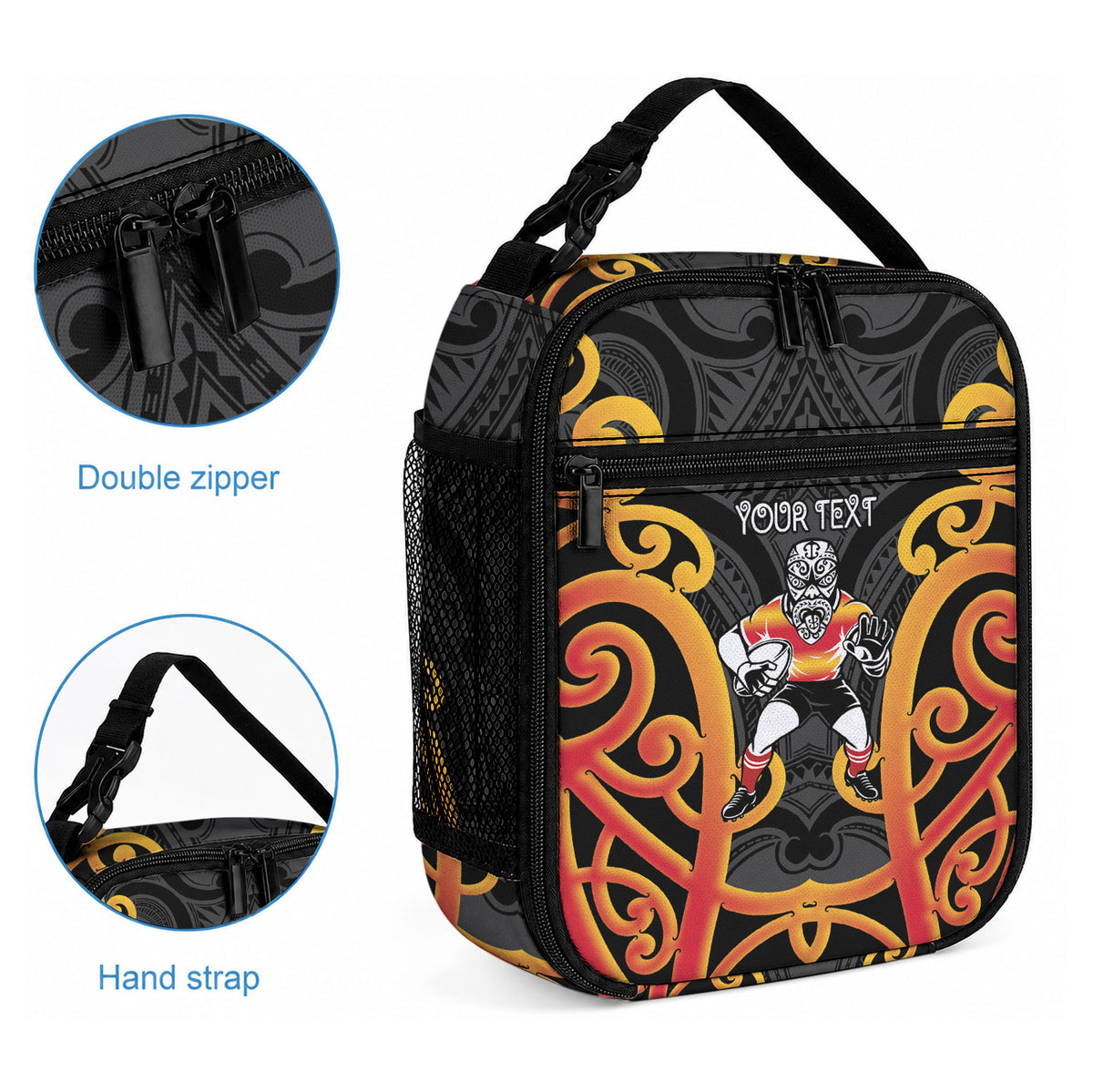 Waikato Custom Rugby New Zealand Lunch Bag Aotearoa Maori Pukana Tiki Mascot