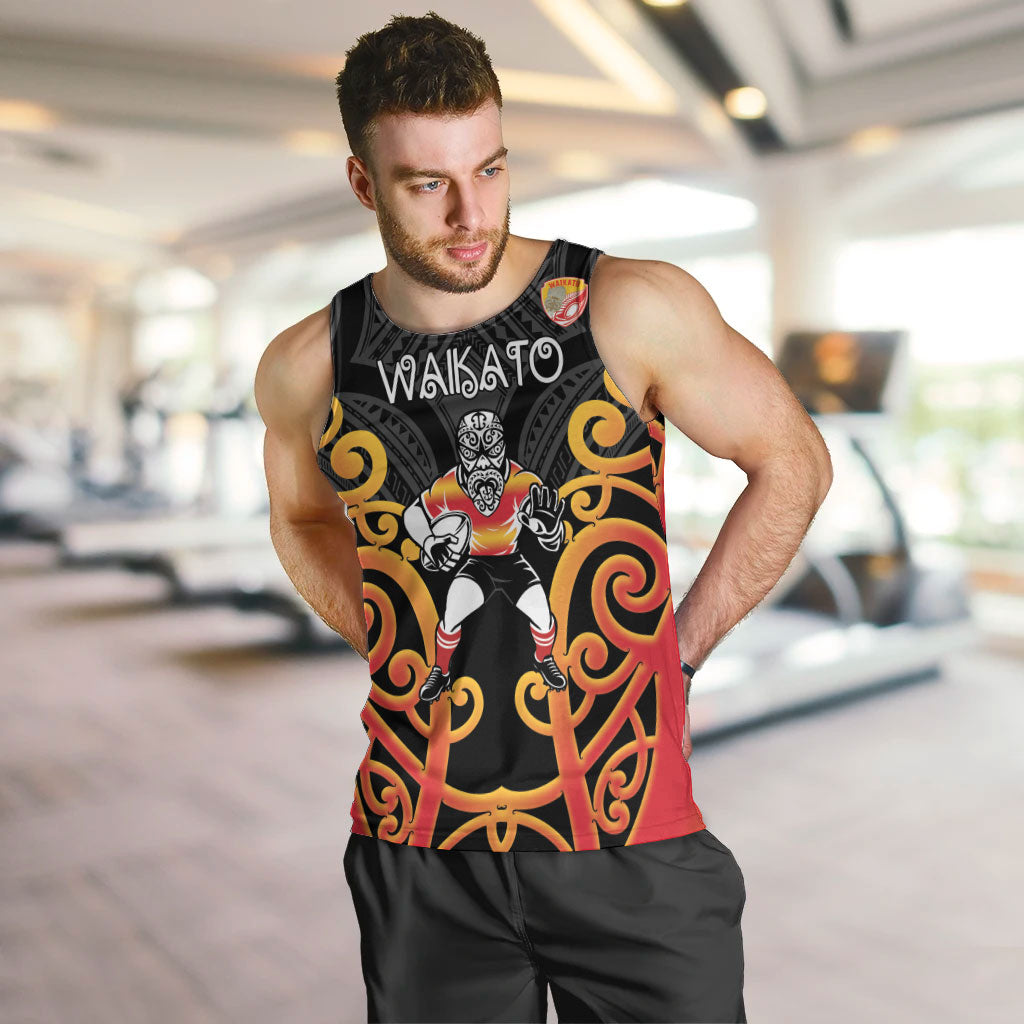 Waikato Custom Rugby New Zealand Men Tank Top Aotearoa Maori Pukana Tiki Mascot