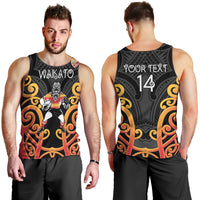 Waikato Custom Rugby New Zealand Men Tank Top Aotearoa Maori Pukana Tiki Mascot