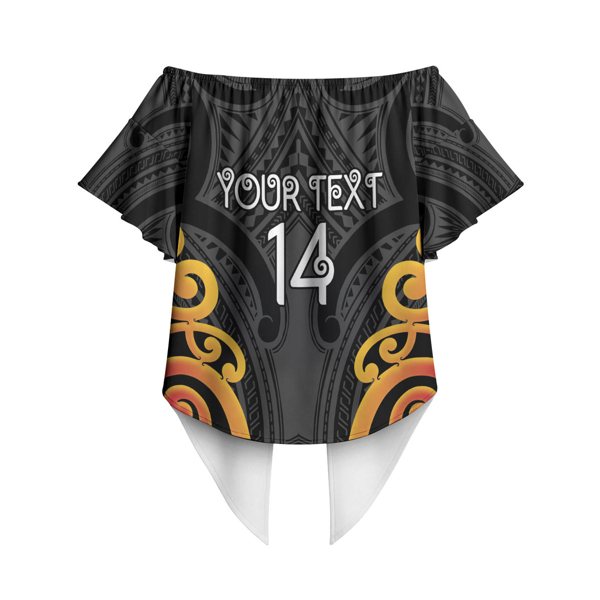 Waikato Custom Rugby New Zealand Off Shoulder Wrap Waist Top Aotearoa Maori Pukana Tiki Mascot
