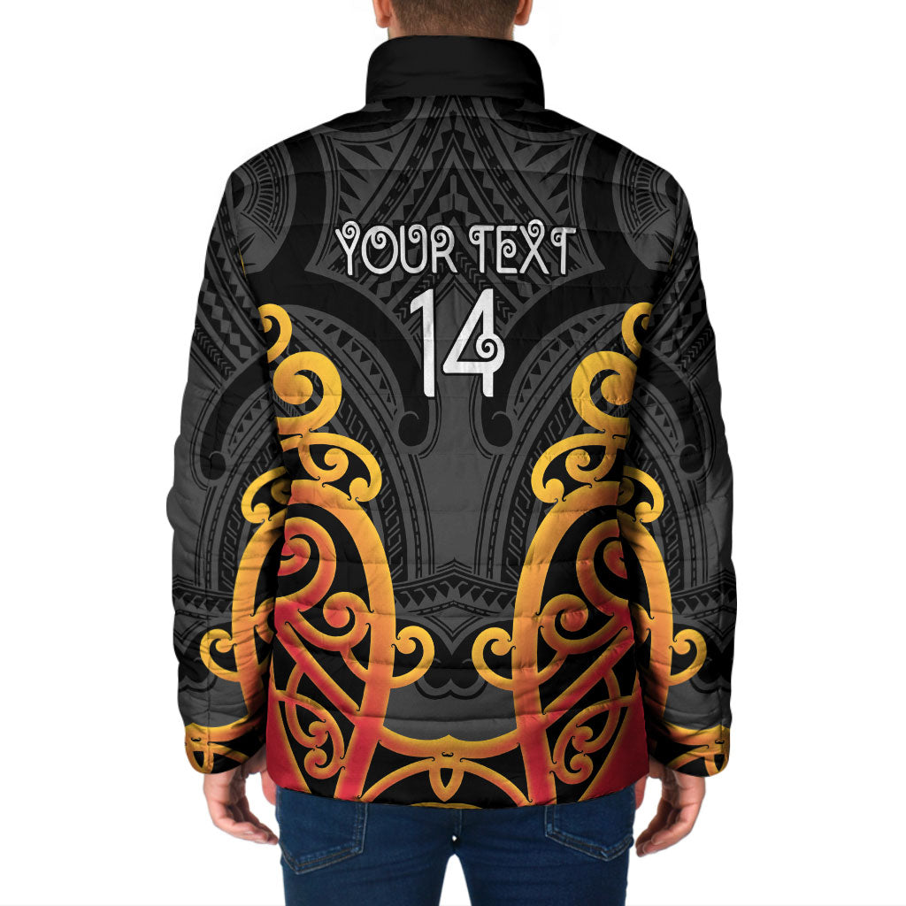 Waikato Custom Rugby New Zealand Padded Jacket Aotearoa Maori Pukana Tiki Mascot
