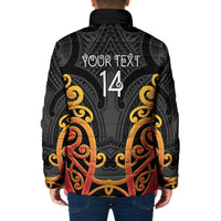 Waikato Custom Rugby New Zealand Padded Jacket Aotearoa Maori Pukana Tiki Mascot
