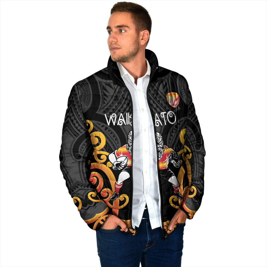Waikato Custom Rugby New Zealand Padded Jacket Aotearoa Maori Pukana Tiki Mascot