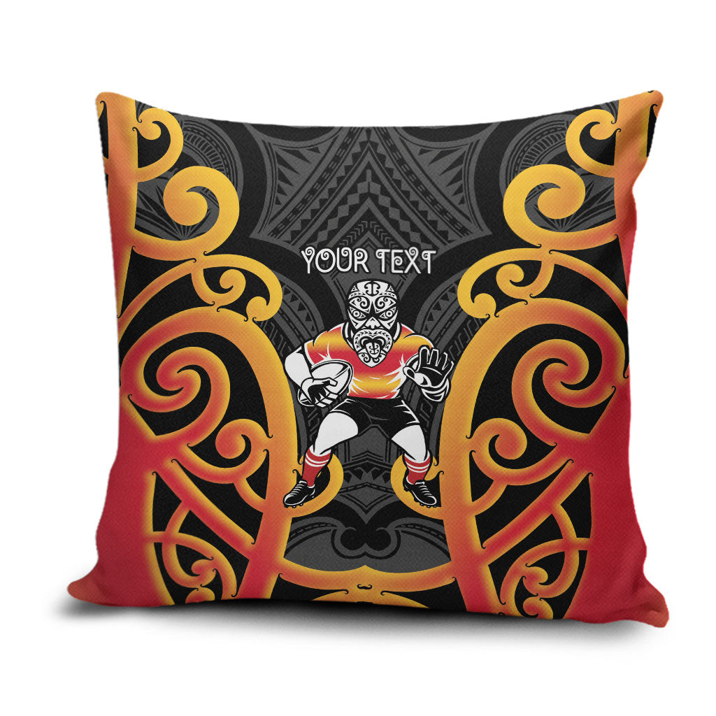 Waikato Custom Rugby New Zealand Pillow Cover Aotearoa Maori Pukana Tiki Mascot